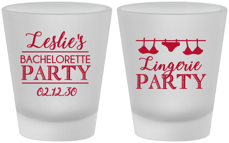 Custom Bachelorette Frosted Shot Glasses - Lingerie Party | 60171