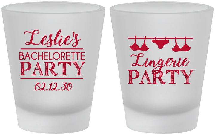 Custom Bachelorette Frosted Shot Glasses - Lingerie Party | 60171