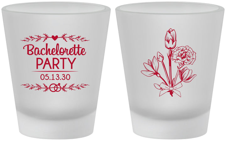 Custom Bachelorette Frosted Shot Glasses - Flowers | 60174
