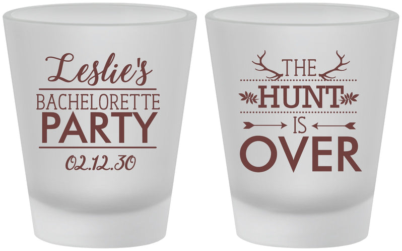 Custom Bachelorette Frosted Shot Glasses - The Hunt Is Over | 60184