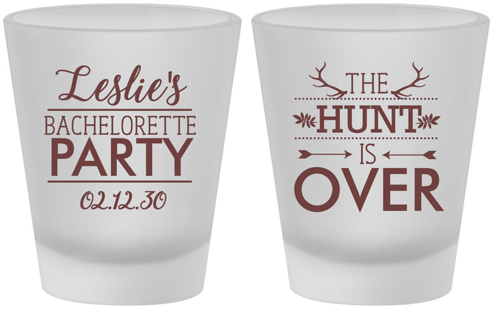 Custom Bachelorette Frosted Shot Glasses - The Hunt Is Over | 60184