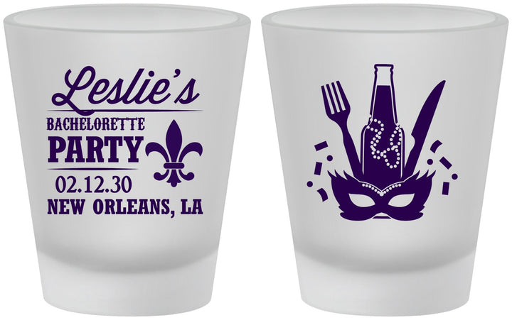Custom Bachelorette Frosted Shot Glasses - Mardi Gras | 60185