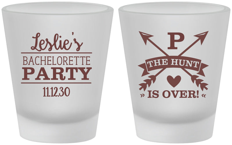 Custom Bachelorette Frosted Shot Glasses - The Hunt Is Over | 60186