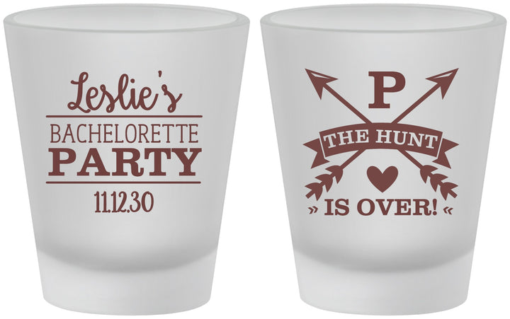 Custom Bachelorette Frosted Shot Glasses - The Hunt Is Over | 60186