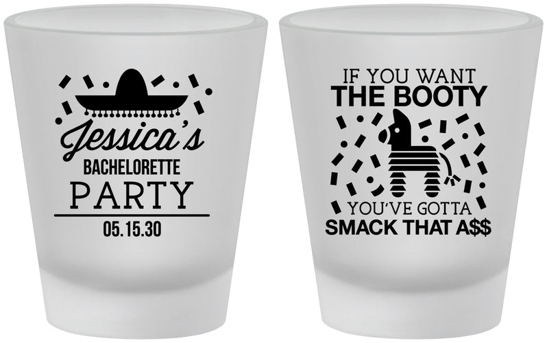 Custom Bachelorette Frosted Shot Glasses - Smack That Ass | 60192