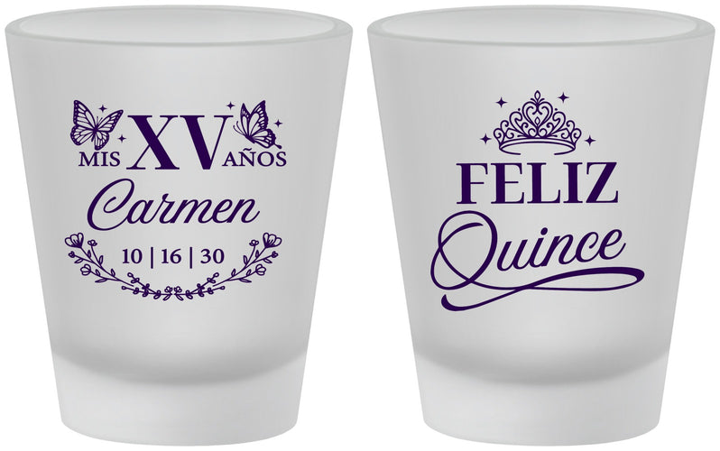 Custom Quinceanera Frosted Shot Glasses - Mis Quince Anos | 70000