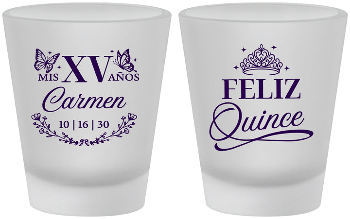 Custom Quinceanera Frosted Shot Glasses - Mis Quince Anos | 70000