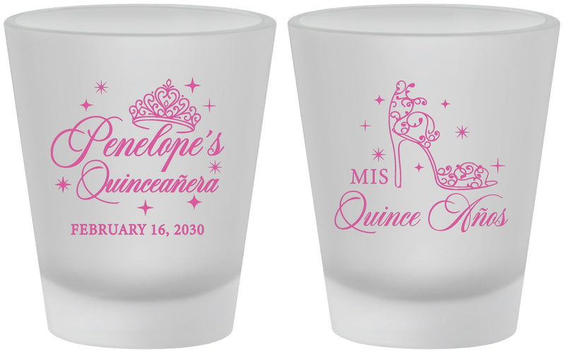 Custom Quinceanera Frosted Shot Glasses - Mis Quince Anos | 70004