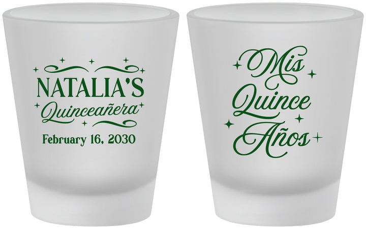 Custom Quinceanera Frosted Shot Glasses - Mis Quince Anos | 70006