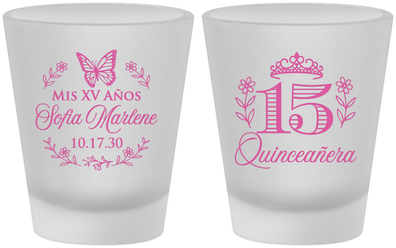 Custom Quinceanera Frosted Shot Glasses - Mis Quince Anos | 70007