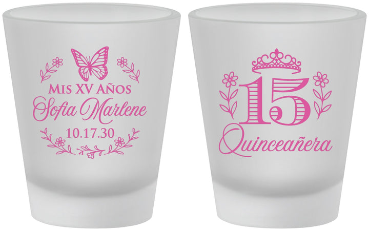 Custom Quinceanera Frosted Shot Glasses - Mis Quince Anos | 70007