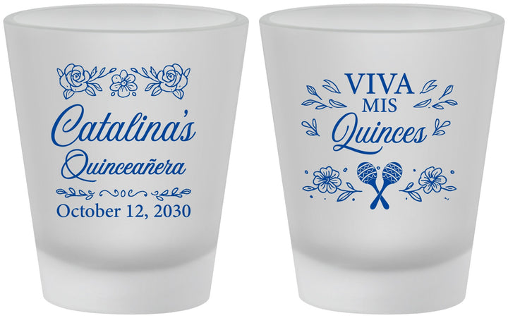 Custom Quinceanera Frosted Shot Glasses - Viva Mis Quinces | 70009