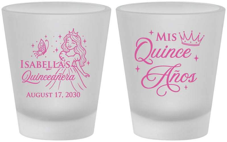 Custom Quinceanera Frosted Shot Glasses - Mis Quince Anos | 70012