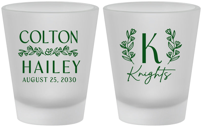 Custom Wedding Frosted Shot Glasses - Monogram | 800