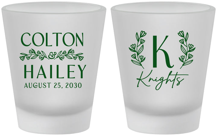 Custom Wedding Frosted Shot Glasses - Monogram | 800