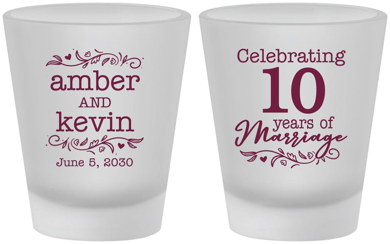 Custom Anniversary Frosted Shot Glasses - 10 Years Of Marriage | 80000