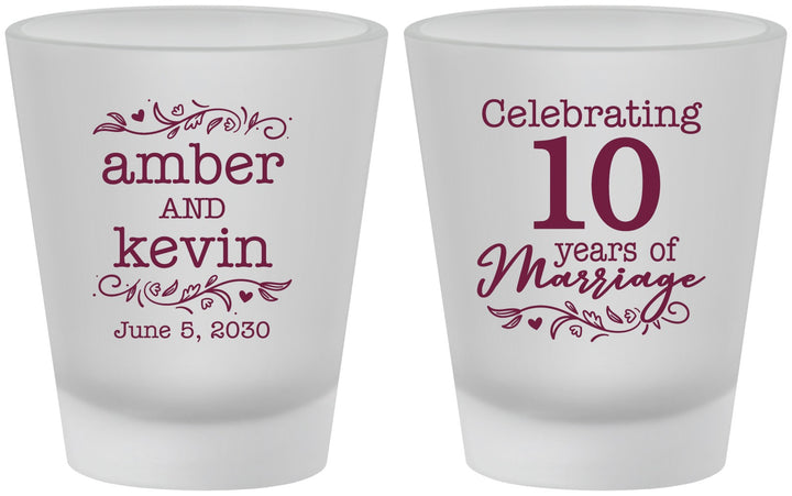 Custom Anniversary Frosted Shot Glasses - 10 Years Of Marriage | 80000