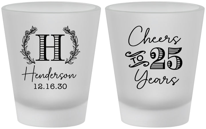 Custom Anniversary Frosted Shot Glasses - Cheers To 25 Years | 80002
