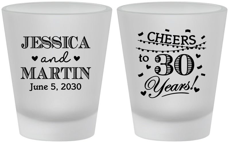 Custom Anniversary Frosted Shot Glasses - Cheers To 30 Years | 80003