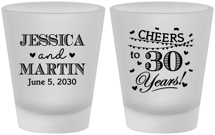 Custom Anniversary Frosted Shot Glasses - Cheers To 30 Years | 80003