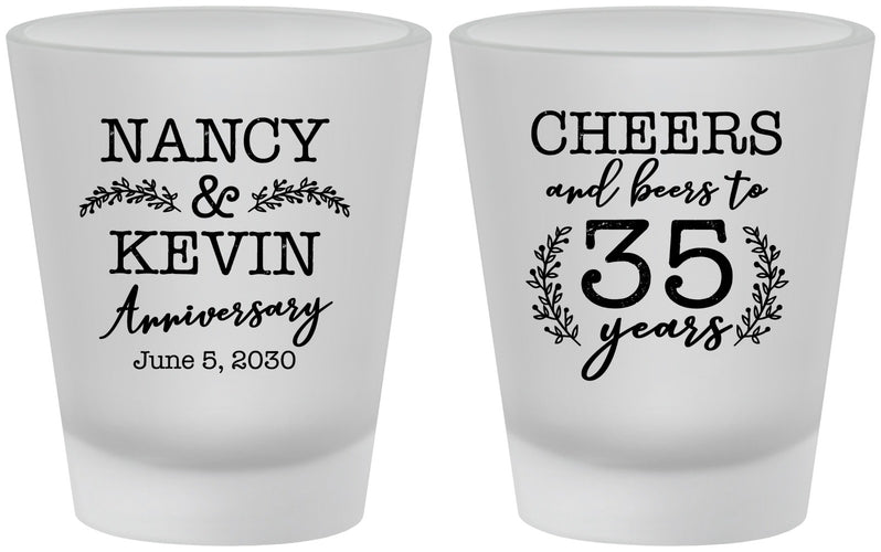 Custom Anniversary Frosted Shot Glasses - Cheers To 35 Years | 80004