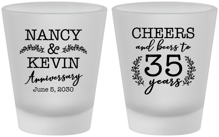 Custom Anniversary Frosted Shot Glasses - Cheers To 35 Years | 80004