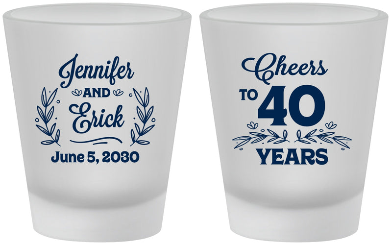 Custom Anniversary Frosted Shot Glasses - Cheers To 40 Years | 80005