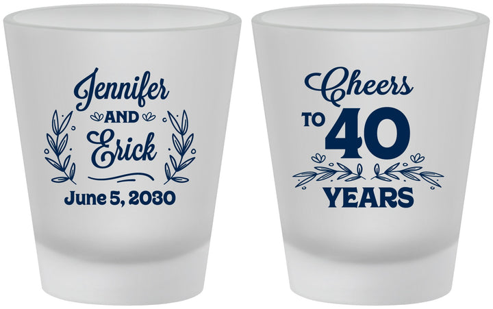 Custom Anniversary Frosted Shot Glasses - Cheers To 40 Years | 80005