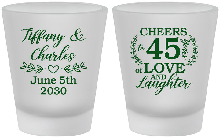 Custom Anniversary Frosted Shot Glasses - Cheers To 45 Years | 80006