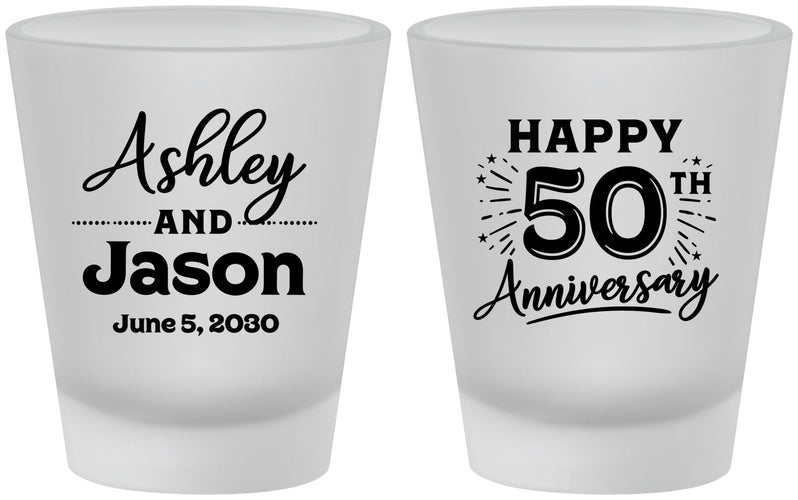 Custom Anniversary Frosted Shot Glasses - 50th Wedding | 80007