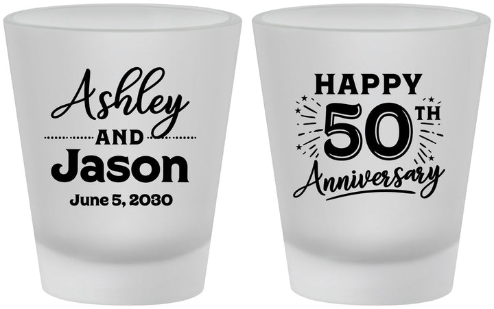 Custom Anniversary Frosted Shot Glasses - 50th Wedding | 80007