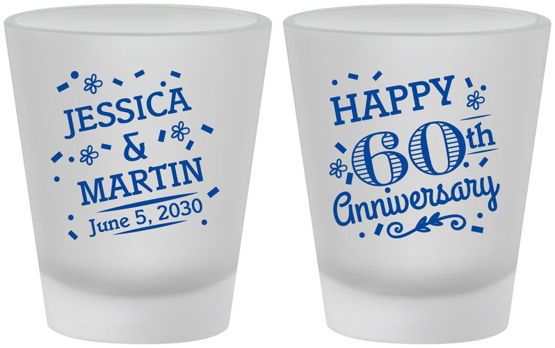 Custom Anniversary Frosted Shot Glasses - Cheers To 60 Years | 80009