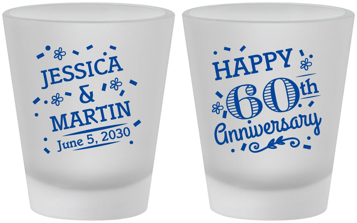 Custom Anniversary Frosted Shot Glasses - Cheers To 60 Years | 80009