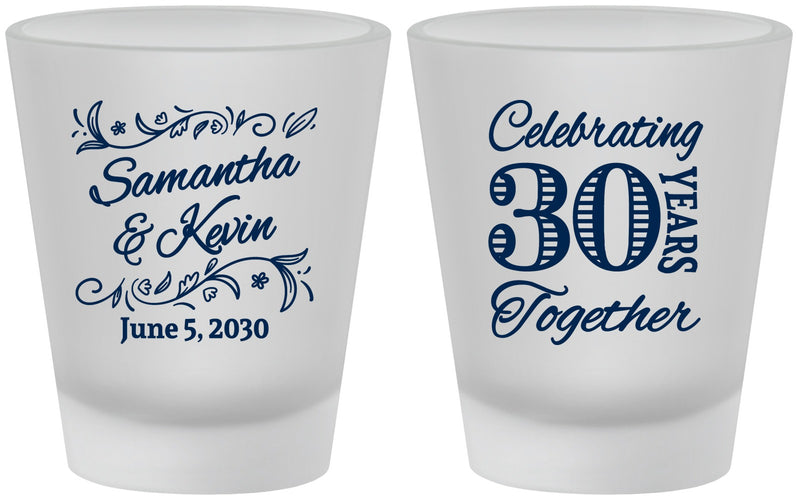 Custom Anniversary Frosted Shot Glasses - 30 Years Together | 80013