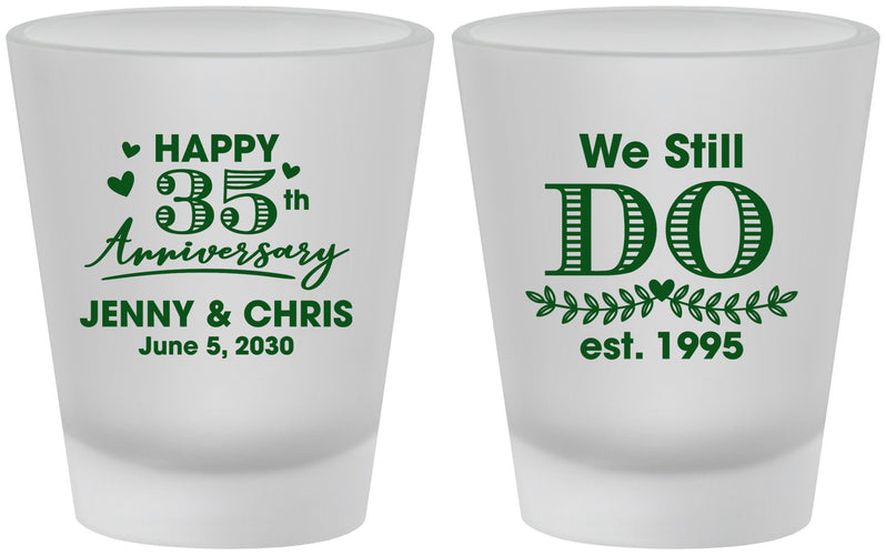 Custom Anniversary Frosted Shot Glasses - 35th Wedding | 80014