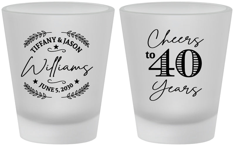 Custom Anniversary Frosted Shot Glasses - Cheers To 40 Years | 80015