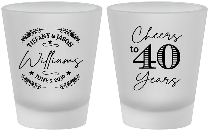 Custom Anniversary Frosted Shot Glasses - Cheers To 40 Years | 80015