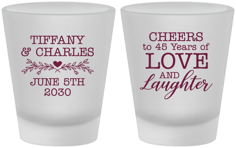 Custom Anniversary Frosted Shot Glasses - Cheers To 45 Years | 80016