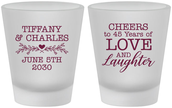 Custom Anniversary Frosted Shot Glasses - Cheers To 45 Years | 80016