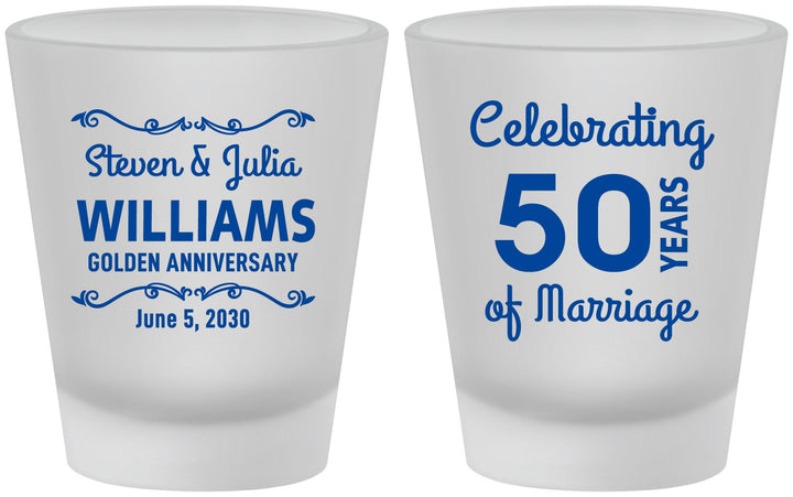 Custom Anniversary Frosted Shot Glasses - 50 Years Of Marriage | 80017