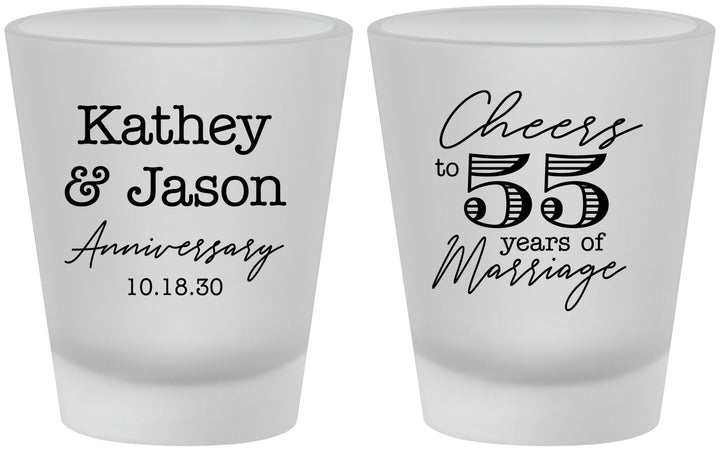 Custom Anniversary Frosted Shot Glasses - Cheers To 55 Years | 80018