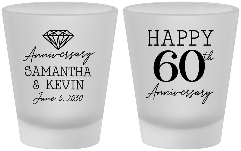 Custom Anniversary Frosted Shot Glasses - 60th Wedding | 80019