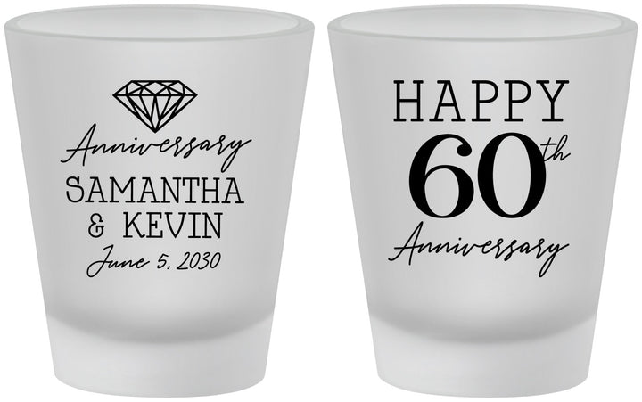 Custom Anniversary Frosted Shot Glasses - 60th Wedding | 80019