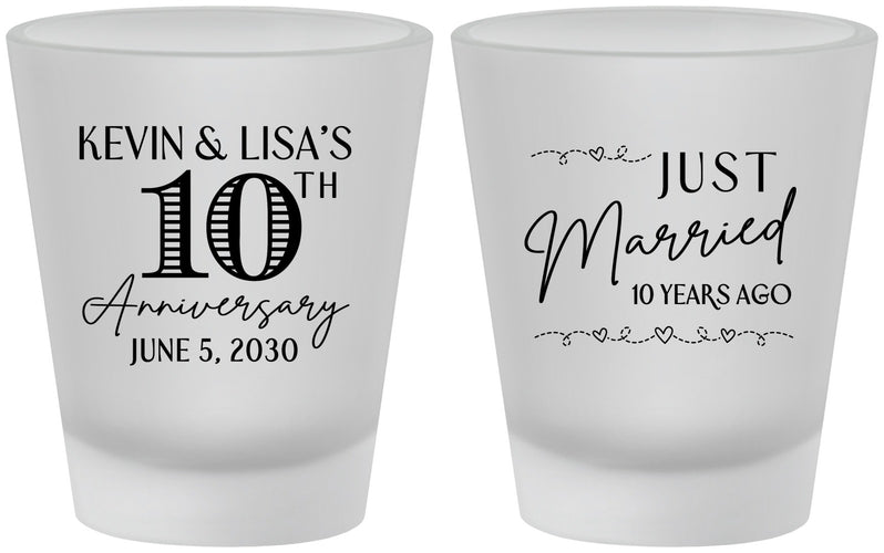 Custom Anniversary Frosted Shot Glasses - 10 Years Down | 80020