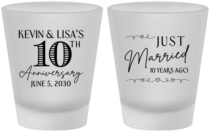 Custom Anniversary Frosted Shot Glasses - 10 Years Down | 80020