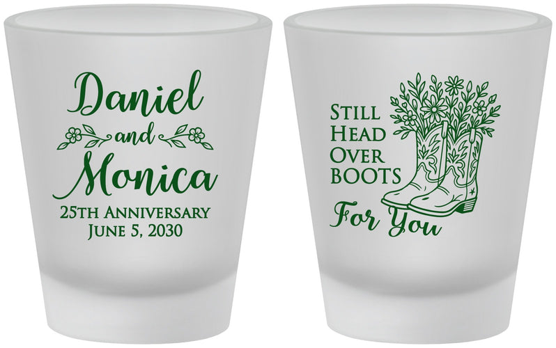 Custom Anniversary Frosted Shot Glasses - 25th Wedding | 80022