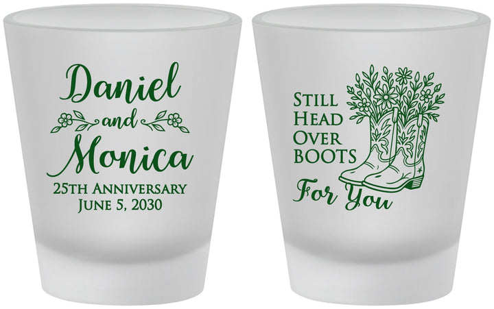 Custom Anniversary Frosted Shot Glasses - 25th Wedding | 80022