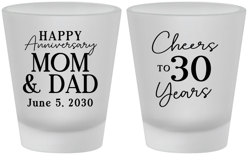 Custom Anniversary Frosted Shot Glasses - Cheers To 30 Years | 80023