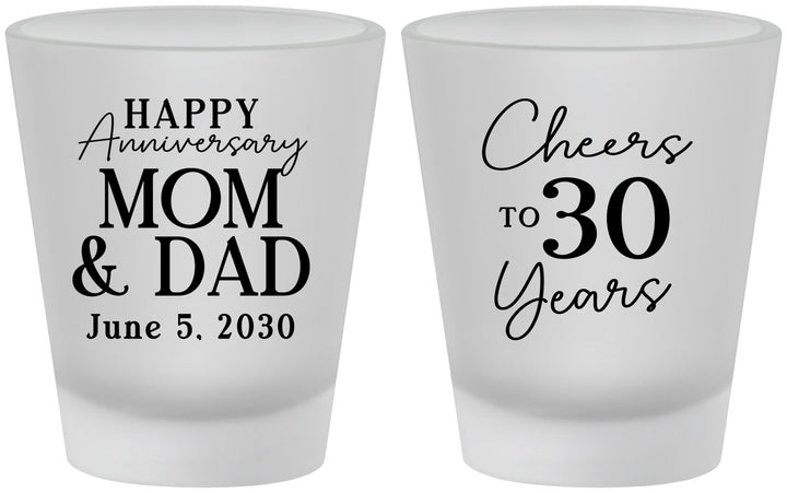 Custom Anniversary Frosted Shot Glasses - Cheers To 30 Years | 80023