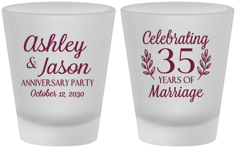 Custom Anniversary Frosted Shot Glasses - 35 Years Of Marriage | 80024